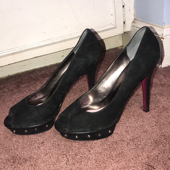 Black peep toe heels - Picture 3 of 5